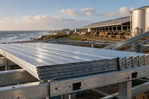 ZAM steel roofing sheets installed in coastal and ammonia-rich agricultural environments showing superior corrosion resistance and durability banner
