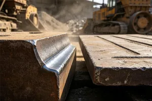 High manganese steel wear parts showing work-hardening performance under heavy impact in mining applications banner